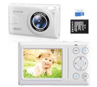 Fotocamera digitale compatta 4K per bambini, 64 MP, autofocus, per fotografia e video, con zoom digitale 18x, scheda TF da 32 GB, fotocamera vintage per ragazzi e ragazze, idea regalo per studenti