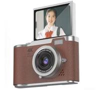 Fotocamera digitale compatta 4K, zoom 8X 48MP, per bambini, stile retrò, con schermo a rotazione a 180°, per vlogging, colore: marrone