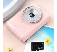 Fotocamera digitale con doppia fotocamera anteriore/posteriore, zoom ottico 8x, scheda di memoria da 64 GB, batteria a lunga durata: ideale per