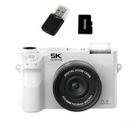 Fotocamera digitale con funzionalità webcam per Windows per Mac, risoluzione 5K 75 MP, zoom 18x, doppio obiettivo, trasferimento WiFi, opzioni in bianco e nero (bianco 32G)
