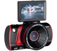 Fotocamera digitale con registrazione 4K, schermo flip e connettività WiFi, supporta zoom digitale 18x e condivisione in tempo reale tramite app, compatta e portatile (nero)