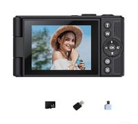 Fotocamera digitale con video 4K, video da 64 MP, schermo flip 180, zoom 16x, display IPS da 2,8 pollici, fotocamera vlogging per studenti e principianti (nero 32G)