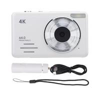Fotocamera digitale da 4 K, 64 MP, con zoom digitale da 18 x auto, messa a fuoco compatta, più filtri, registrazione, rallentatore, timelapse Photography (bianco)