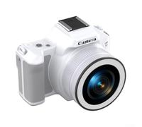Fotocamera digitale da 48 MP con zoom 16x, acquisizione video 2K, 12 luci di riempimento a LED, connettività OTG, design portatile e leggero per fotografia all'aperto e vlogging (bianco)