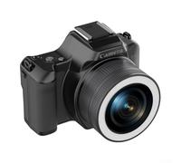 Fotocamera digitale da 48 MP con zoom 16x, acquisizione video 2K, 12 luci di riempimento a LED, connettività OTG, design portatile e leggero per fotografia all'aperto e vlog (nero + luce)