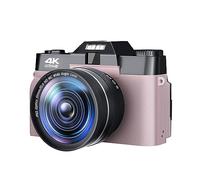 Fotocamera Digitale For Principianti Da 48 MP For La Fotografia 4K Selfie Videocamera Vlog Videocamera Con Messa A Fuoco Automatica Videoregistratore Vintage Grandangolare(16G TF Card,Pink)