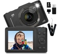 Fotocamera digitale, fotocamera digitale compatta 48MP 1080P Vlogging fotocamera con flash autofocus Anti Shake fotocamera portatile per bambini principianti con scheda di memoria da 32 GB