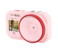 Fotocamera Digitale, Fotocamera FHD 4K da 64 MP con Doppio Schermo, Fotocamera Digitale Compatta Punta e Scatta, Zoom 18x, Anti-vibrazione, per Ragazzi, Ragazze e bambini. (PINK)
