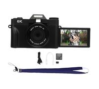Fotocamera digitale, fotocamera mirrorless 6k registrazione video autofocus fotocamera 16x zoom digitale zoom da 3,0 pollici a flip video viaggia camara per ritratto panorama (Nero)