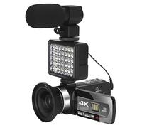 Fotocamera digitale, Full 4K Digital Camera Video Videocamera Vlog 48MP for lo streaming live con Messa a fuoco automatica Registratore digitale Time Lapse(64GB SD Card,AF6-Mic-Lens-Light)