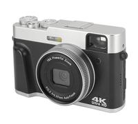 Fotocamera Digitale HD, Autoscatto Zoom Digitale 16x Punta e Scatta Fotocamera 4K 48MP Stabilizzazione Elettronica Messa a Fuoco Automatica per i Viaggi (BLACK)
