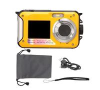 Fotocamera Digitale Impermeabile con Doppio Schermo Risoluzione 2,7K Fotocamera Digitale con Doppio Schermo Anteriore e Posteriore da 48 MP per Avventure Subacquee (Giallo)