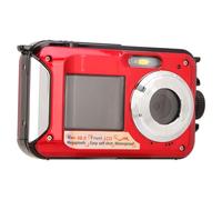 Fotocamera Digitale Impermeabile con Doppio Schermo Risoluzione 2,7K Fotocamera Digitale con Doppio Schermo Anteriore e Posteriore da 48 MP per Avventure Subacquee (Rosso)