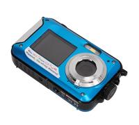 Fotocamera Digitale Impermeabile con Doppio Schermo Risoluzione 2,7K Fotocamera Digitale con Doppio Schermo Anteriore e Posteriore da 48 MP per Avventure Subacquee (Blu)