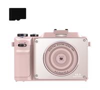 Fotocamera digitale 48 MP, zoom digitale 18x, luce di riempimento integrata, anti-shake, autofocus, doppia fotocamera con scheda TF da 32 GB (rosa)