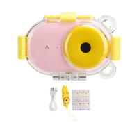 Fotocamera digitale per bambini con doppia lente e ampio schermo, simpatico design circolare, fotocamera subacquea impermeabile con torcia e ricarica