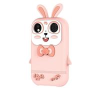 Fotocamera digitale per bambini e lettore MP3, fotocamera da 48 MP 1080p con touch screen da 2,8", design a forma di coniglietto rosa, altoparlante HiFi e Spotify supporto Android per bambini