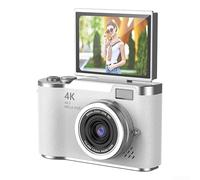 Fotocamera digitale per studenti con video 4K, imaging 48MP, zoom digitale 8x, rilevamento volti, scatto continuo e schermo flip (giallo)
