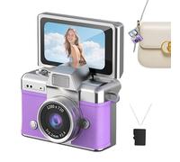 Fotocamera digitale - Piccola videocamera elettronica portatile, stile retrò, include 64 GB di spazio di archiviazione, ideale per pioggia, sole, viaggi, accessori fotografici, compatto argento/nero