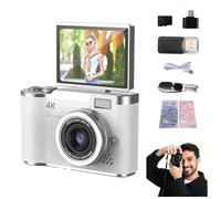 Fotocamera digitale pieghevole 4K con schermo per studenti, punta e scatta con scheda TF da 32 GB, fotocamera portatile FHD 48 MP 4K, fotocamera digitale con zoom 8X anti-shake con schermo flip