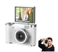 Fotocamera digitale pieghevole 4K con schermo per studenti, punta e scatta con scheda TF da 32 GB, fotocamera portatile FHD 48 MP 4K, fotocamera digitale con zoom 8X, anti-vibrazione, con schermo flip