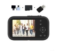 Fotocamera digitale portatile 4K, fotocamera portatile con sensore CCD da 48 MP, zoom 16x, schermo LCD da 2,8 pollici, fotocamera per vlogging per studenti e viaggi (nero 32G)