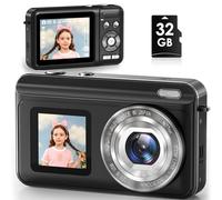 Fotocamera digitale, Real 2.7K Dual Screen Vlogging Camera per YouTube - Auto Focus & Anti-Shake Zoom 16x Digital Cam con 32GB SD Card, Compatta Portatile per Bambini Adolescenti Studenti Ragazzi