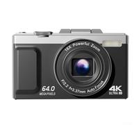 Fotocamera digitale retrò 4K, risoluzione 64 MP, zoom 16x, schermo flip da 3 pollici, foto, video, filtro flash multifunzione (nero)