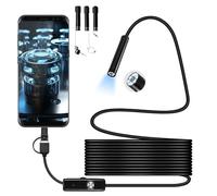 Fotocamera endoscopica con luce, telecamera di ispezione serpente, periscopio USB HD con 6 luci LED regolabili, impermeabile IP67, fotocamera semirigida con cavo a serpente con iPhone 15 e telefono