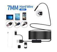 Fotocamera for endoscopio da 5,5 mm 7mm flessibile IP67. Micro impermeabile USB Telecamera di ispezione Type-C PC 6 LED. Regolabile, Visione Chiara(2m,7mm)