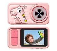 Fotocamera giocattolo per bambini, dinosauro per bambini dai 3 ai 12 anni, regalo di Natale/compleanno per ragazzi e ragazze, fotocamera digitale per bambini con schermo IPS da 3 pollici (rosa)