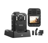 Fotocamera indossata dal corpo, B4K2 128GB 4K Fotocamera indossata dal corpo con GPS 2 batterie 3000mAh for 14-16 ore Registra videocamere 4K Videocamera Bodycam per il registro delle forze dell'ordin