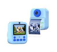 Fotocamera istantanea HD per bambini con doppia lente e stampa a colori, registrazione video 1080p, zoom 16x, display protettivo per gli occhi, per bambini fotografia divertente (blu)