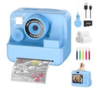 Fotocamera istantanea per bambini, 1080p, fotocamera istantanea per bambini, con scheda da 32 GB e 3 rotoli di carta da stampa, per bambini, giocattoli per bambini, regali per ragazzi e ragazze dai 3