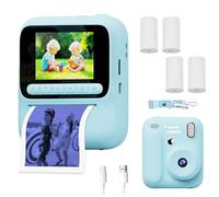 Fotocamera istantanea per bambini, mini schermo HD da 2,4 pollici, fotocamera digitale selfie 1080P con 4 rotoli di carta fotografica e cordino