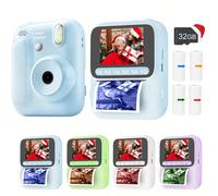 Fotocamera istantanea per uomo e donna, la tua festa, i tuoi ricordi, stampati istantaneamente: la fotocamera sociale istantanea con video HD e zoom 8X, 4 rotoli di carta per stampa a colori (rosso/bl