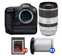 Fotocamera mirrorless Canon EOS R3 + RF 70-200mm f/2.8 L IS USM + 3 SanDisk 256GB Extreme PRO CFexpress Type B + 2 Canon LP-E19 + Ebook 20 consigli per foto che colpiscono - Nouvo