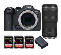 Fotocamera mirrorless Canon EOS R7 + RF 100-400mm IS + 3 SanDisk 64GB Extreme PRO UHS-II + 1 Canon LP-E6NH + Ebook 20 consigli per foto che colpiscono - Nouvo