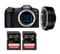 Fotocamera mirrorless Canon EOS R8 + EF-EOS R + 2 SanDisk 64GB Extreme PRO UHS-II + Ebook 20 consigli per foto che colpiscono - Nouvo