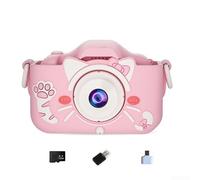 Fotocamera per bambini 1080P con doppio obiettivo da 20 MP, memoria integrata da 32 GB, autoscatto, registrazione video, zoom 8x, lettore MP3 e giochi di puzzle per la creatività dei bambini (rosa 32G