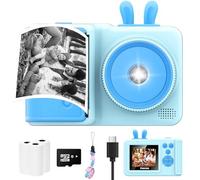 Fotocamera per bambini a stampa istantanea, fotocamera 1080p per bambini con fotocamera istantanea che stampano foto, per ragazze dai 3 ai 12 anni, fotocamera digitale giocattolo per bambini di 3 4 5