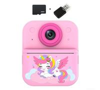 Fotocamera per bambini con doppio obiettivo, display Eye-Pro-tective da 2,4", video 1080p, zoom digitale 16x, per bambini (rosa +32)