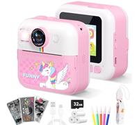 Fotocamera per bambini con stampa istantanea per bambini e ragazze, giocattoli per bambini dai 3 ai 12 anni, videocamere 1080P, regali di compleanno di Natale, fotocamera digitale giocattolo per 3 4 5