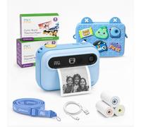 Fotocamera per bambini, stampa istantanea, fotocamera da 16 MP con 9 rotoli | myFirst Insta 20 Bundle Plus, stampa senza inchiostro 7s, fotocamera digitale con obiettivo selfie con stampante per bambini