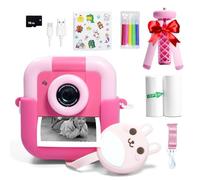 Fotocamera per bambini, stampa istantanea, fotocamera digitale per selfie con treppiede, registrazione video HD 1080p, giocattoli da viaggio per bambini con scheda da 16 GB, regalo di Natale, regalo