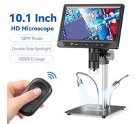Fotocamera per microscopio digitale 1200X 1920P lente d'ingrandimento per microscopio a moneta con schermo IPS da 10.1 "microscopio per saldatura da 12mp telecomando PC