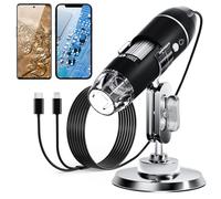 Fotocamera per microscopio digitale USB, fotocamera per ispezione HD portatile SKYBASIC, ingrandimento 50x-1600x, con supporto regolabile, 8 luci LED, compatibile con dispositivi iOS e Android