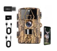 Fotocamera per selvaggina con video 8K, 60 MP, Full HD, Wi-Fi e trasferimento del cellulare, app, sensore di movimento, visione notturna, tempo di scatto 0,1 s, telecamera per animali selvatici,