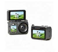 Fotocamera portatile da viaggio con funzione zoom digitale (nero) | Design con schermo a libro, autoritratti facili, vlogging pronto, varie angolazioni, interfaccia user-friendly