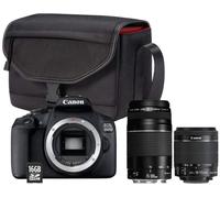 Fotocamera reflex Canon EOS 2000D con obiettivi EF-S 18-55 mm e EF 75-300 mm, borsa e scheda di memoria SD da 16 GB - Nouvo